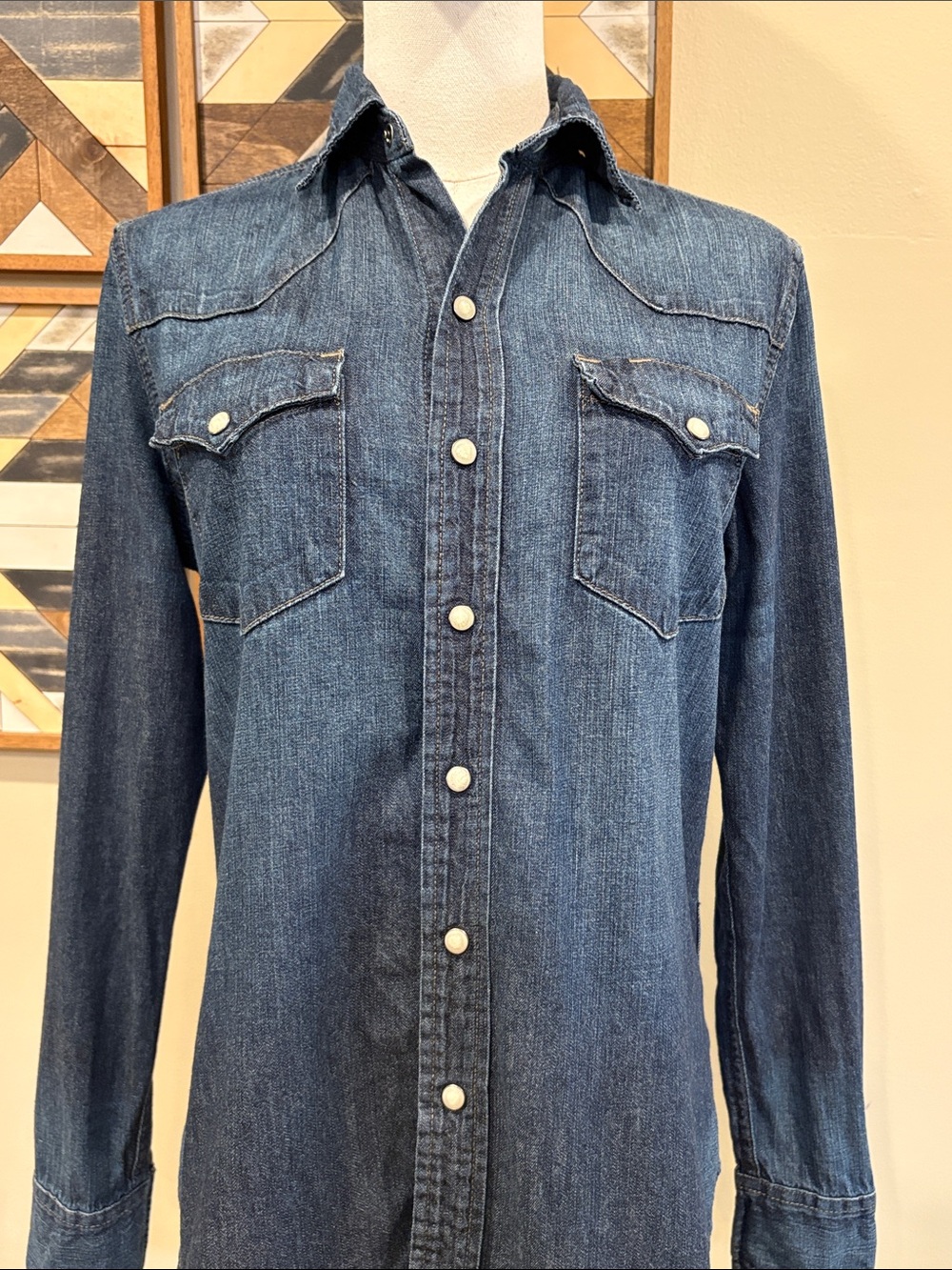 Vintage Ralph Lauren Sport Indigo Denim Pearl Snap Western Top size 4 - Picture 3 of 11
